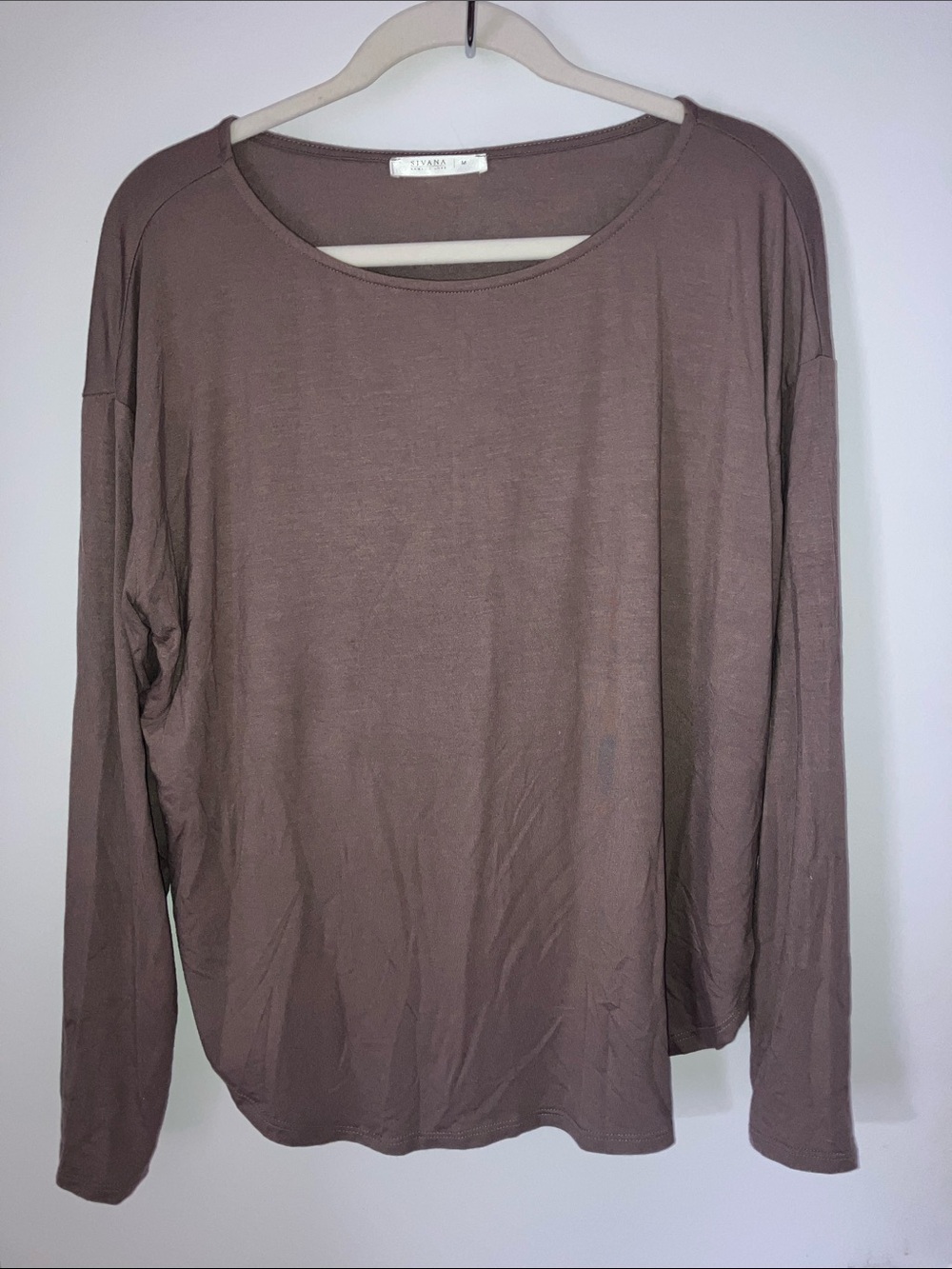 Sivana Bamboo Luxe Tan beige Long sleeve Top women’s Sz M EUC